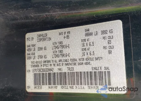 1995 Dodge Ram 2500 z USA, uszkodzony, nr VIN 1B7KF26C9SS320042